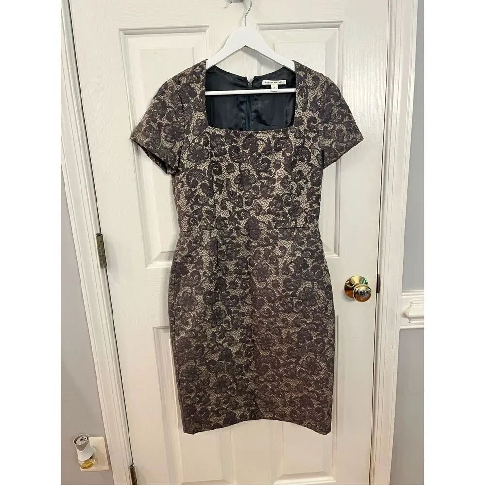 Banana Republic Gray Lace Fitted Wiggle Dress sz 6 EUC